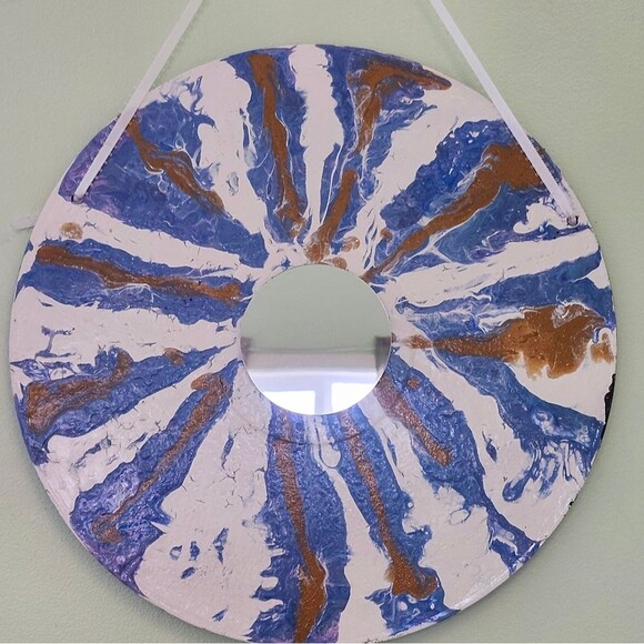Mirror Hand Crafted Vintage Vinyl Record Fluid Art Painting - Picture 1 of 10